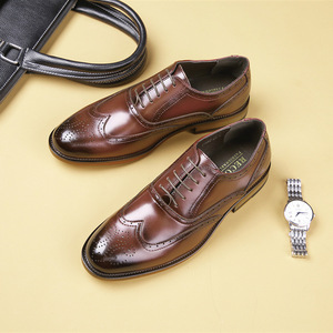 Chaussures habillées en cuir sculptées pour hommes, à bout rond, pour le bureau, les mariages et les affaires, vente en gros - Product Image 3