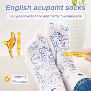 Chaussettes de yoga en gros avec points d'acupression pour la physiothérapie, soulagement des pieds fatigués, réflexologie plantaire, illustration en anglais - Product Image 3