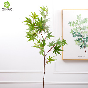 Qihao Artificial Maple Leaves Bright <b>Red</b> <b>Silk</b> Flower High Simulation Home Decor - Product Image 3