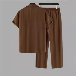 Chemises rayées à manches courtes pour hommes, col rabattu, boutons, 100 % fibre de bambou, tendance et élégantes, lot en gros - Product Image 6