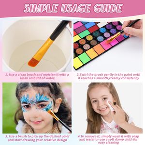 Kit de Maquillage Facial Professionnel 42 Couleurs Activé pour le Corps, Peinture Corporelle à Base d'Eau pour Cosplay et Halloween - Product Image 4