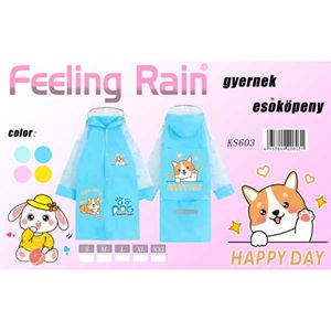 Feeling Rain - Impermeable para niños, color azul, con capucha, impermeable, de PVC, con estampado de Corgi, talla S, M, L, XL, XXL - Product Image 1