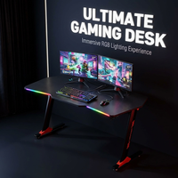 Bureau de jeu moderne AOR, nouveau modèle, avec éclairage RGB, en acier inoxydable, de forme irrégulière, extensible, de qualité commerciale, fabriqué en usine