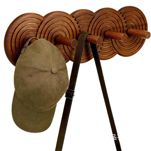 Solid Wood Wall Mounted Coat Rack Round Dark Brown Durable Entryway <b>Storage</b> Hooks For Hats Bags And <b>Clothes</b> - Product Image 5