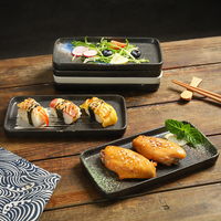 Yurtrain Frost porselen dikdörtgen Japandi japon seramik gıda sınıfı suşi tabaklar yemekleri Sashimi restoran için tepsi hizmet
