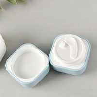 Pot en plastique carré bleu rose 20g 50g 100g 200g, pot à crème en plastique rechargeable, pot à crème pour le visage, emballage de bouteille à large ouverture pour cosmétiques