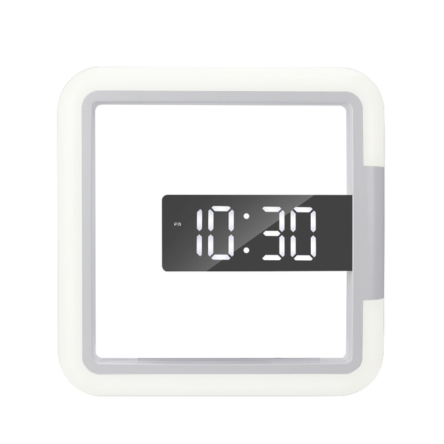 Digital Led Mirror Remote Control Wall Clock USB Powered with Snooze Temperature and Time Display RGB Light Clock