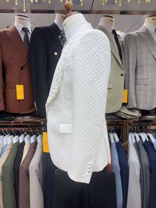 Nuevo <span class=keywords><strong>Traje</strong></span> de Negocios para <span class=keywords><strong>Hombre</strong></span> 2025, Corte Entallado, Cierre de un Botón, con Cuentas, Solapa de Pico, <span class=keywords><strong>Traje</strong></span> de <span class=keywords><strong>Boda</strong></span> Blanco - Product Image 3