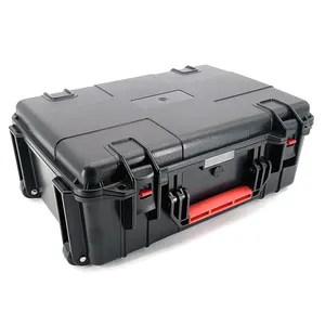 Weatherproof Shockproof Hard Tool Case Đen IP67 Xe Đẩy Bằng Nhựa Với Bọt Tùy Chỉnh