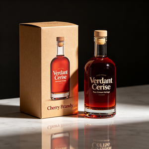 Elegant Gold Foil Embossed White Cardboard Artisan <strong>Cherry</strong> Brandy Fruit <strong>Liqueur</strong> Bespoke Folding Gift Box - Product Image 2