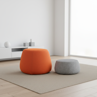 Pouf rond contemporain Nisco personnalisé, chaise longue ottoman, mobilier d'intérieur en tissu pour chambre ou hôtel