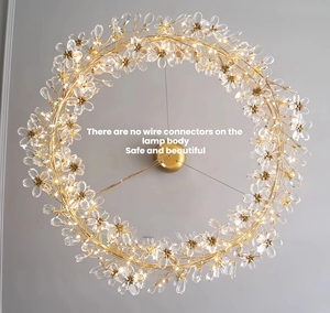 Lampadario JYLIGHTING <span class=keywords><strong>Fiore</strong></span> Crown, Luce a Forma di Lucciola per Soggiorno, Elegante Lampada a Sospensione Rotonda in Metallo a Forma di Ramo d'Albero per Sala da Pranzo e Matrimoni - Product Image 3