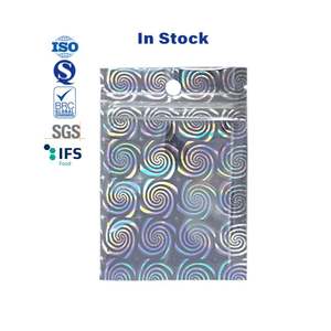 Sachets en plastique réutilisables anti-odeur à motif spiralé avec trois joints latéraux, holographiques, en stock - Product Image 3