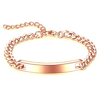 Bracelet chaîne en acier inoxydable pour femmes, bijoux avec gravure personnalisée à la main, avec largeur de 7MM, 1 pièce