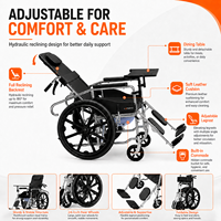 Fauteuils roulants manuels pliants et inclinables à bon prix pour personnes handicapées, avec récipient de nuit, freins à main, repose-jambes réglables en acier carbone et coussin en cuir