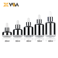 Flacon compte-gouttes rond en verre opaque argenté de 20ml 30ml + estampage d'aluminium pour huile essentielle de bois de santal