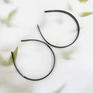 Serre-tête 1 Yuan Department Store, accessoire serre-tête simple style coréen à couronne haute, serre-tête noir antidérapant pour le lavage du visage, uni - Product Image 5