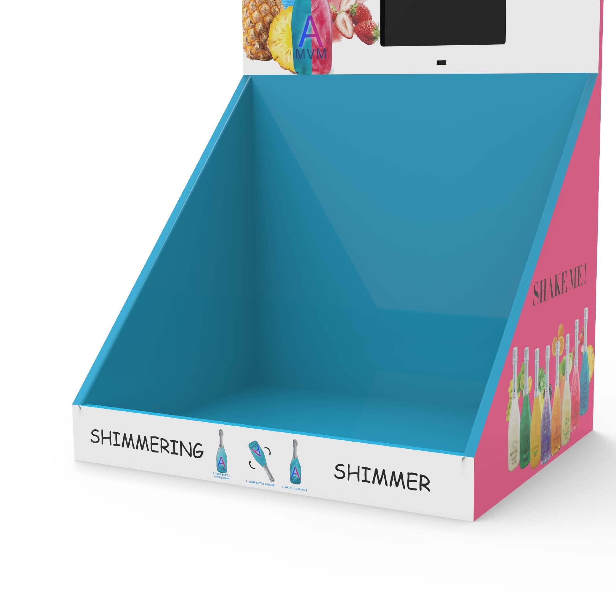 Apache Supermarket Tabletop Cardboard Display Rack with LCD Screen for Beverages Made From Durable Paperboard — view 4