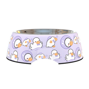 Bol pour animaux de compagnie en acier inoxydable, double couche, antidérapant, pour chien et chat, forme arrondie QW1048 - Product Image 5