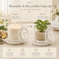 Bougie parfumée artisanale en cire de soja AIKUN de qualité supérieure, 3 mèches, verre ombré, emballage personnalisé, pour boutique de cadeaux de luxe