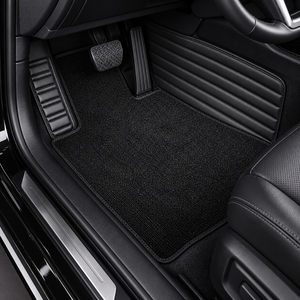 Tapis de voiture 3D universels insonorisants en cuir, personnalisables, style mode, pour affaires/luxe, tapis de sol 4 pièces complets, technique aiguilletée - Product Image 1