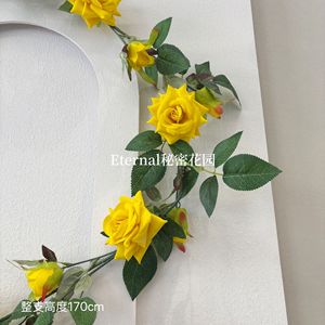Roses artificielles jaunes grimpantes Secret Garden, fleurs en soie plastique, décorations de mariage en extérieur, décorations murales pour la maison - Product Image 4