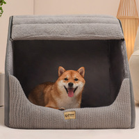 Coussin de couchage pour chien, type villa, fermé, chaud pour l'hiver, en mousse à mémoire de forme, avec housse amovible et lavable, toutes saisons, pour Golden Retriever et chats