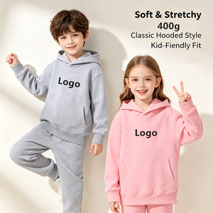 <span class=keywords><strong>Felpa</strong></span> con Cappuccio Invernale per Bambini, Tinta Unita, Girocollo, Foderata, in Cotone Pettinato, Logo Personalizzato per Bambini 3-14 Anni - Product Image 1