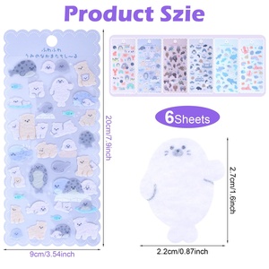 <span class=keywords><strong>WOWEI</strong></span> 200+ Adhesivos de Criaturas Marinas Kawaii, Mini Adhesivos 3D con Relieve, Adhesivos de Fieltro Suave, Focas, Tiburones, Ballenas, Regalos Promocionales - Product Image 3