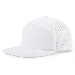 High Quality Custom Logo Snapback Trucker <b>Cap</b> Water Protect Laser Perforated 7 Panel <b>Flat</b> Bill Waterproof Baseball <b>Cap</b> - Product Image 5