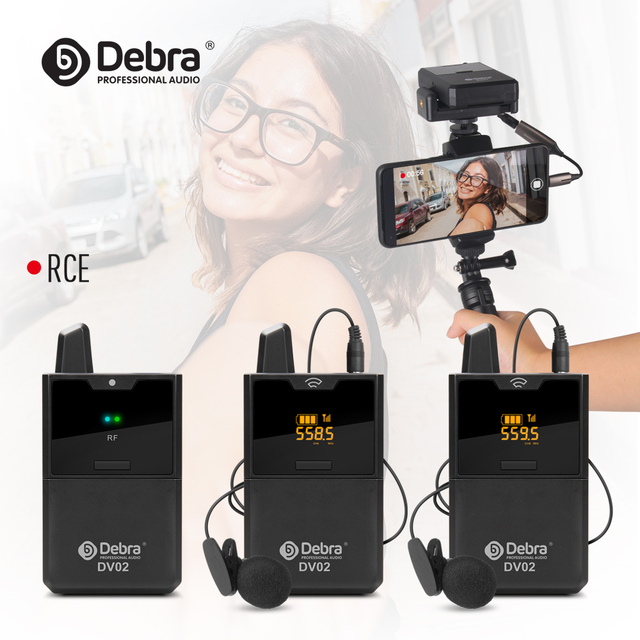 Wireless Lapel Headset Handheld Condenser Microphone Noise Cancelling LED Lights Portable Lightweight ABS Plastic Debra Audio