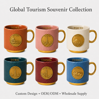 Tasse à café en céramique souvenir de New York, États-Unis, avec motif drapeau et Statue de la Liberté, design personnalisé en grès, vente en gros OEM ODM