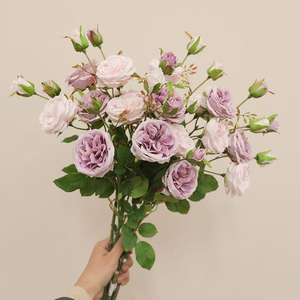 Fleur artificielle en soie réaliste à succès, 3 têtes <span class=keywords><strong>de</strong></span> rose Austin pour la décoration <span class=keywords><strong>de</strong></span> la maison, mariage, Saint-Valentin, Thanksgiving - Product Image 4