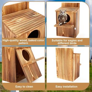 Grande Casetta per Gufo in Legno Carbonizzato Verniciato per Esterni, Nido per Uccelli in Legno - Product Image 3