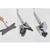 Serpillère plate en microfibre auto-essoreuse mains libres en forme de X, rotative, absorbante, réutilisable avec manche en acier