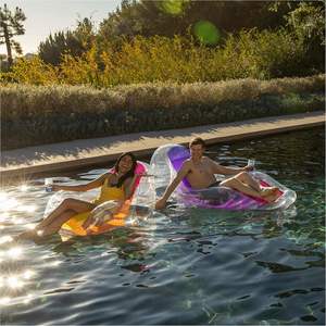 Flotador Inflable Ergonómico de PVC para Piscina con Portavasos, Color Rosa Morado Transparente, para Adultos, Fiestas Acuáticas de Verano - Product Image 5