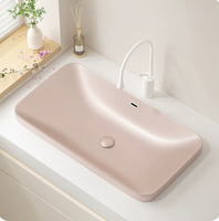Wastafel Logam Bergaya Abad Pertengahan Warna Hijau Zaitun Bentuk Persegi Panjang untuk Kamar Mandi, Wastafel Keramik Semi-terintegrasi untuk Bak Cuci.