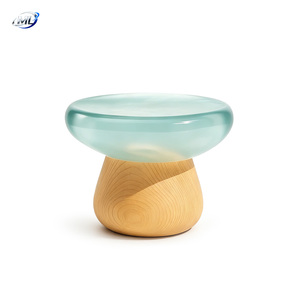 ML Transparent Resin Mushroom <b>Stool</b> With Natural Wood Base Modern Home Furniture Scandinavian Design - Product Image 6