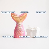 Bombe de bain effervescente artisanale en forme de queue de sirène, parfum mangue, pour une immersion relaxante et hydratante, lot de 6 pièces, vente en gros, personnalisation OEM ODM, 150g