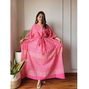 Vibrant Hand-Block Printed Cotton Kaftan Lightweight Ethnic Dress Perfect For Summer Wear Travel And Daily Comfort - Product Image 3