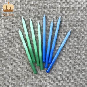 Goede Leverancier In China Blauw En Groen Ombre <span class=keywords><strong>Hand</strong></span> Gedoopt Lange Dunne Gelukkige Verjaardag Kaarsen Feestkaarsen - Product Image 2