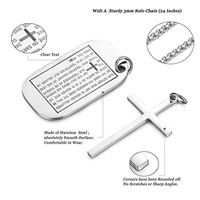 Nouveau personnalisé en acier inoxydable prière souhait gravé personnalisé unisexe carré armée carte croix pendentif collier