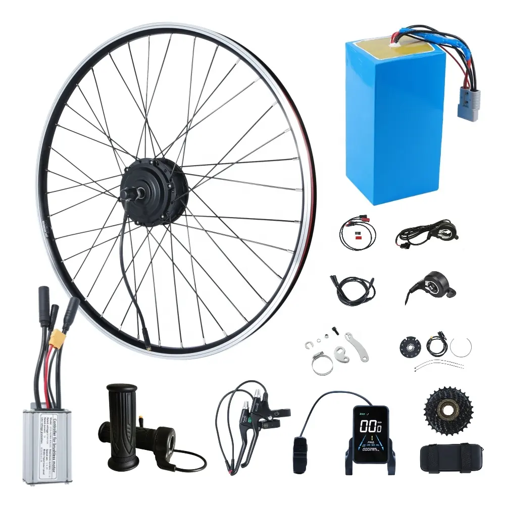 Kit di conversione bici elettrica omologato CE 36v 250w 350w 500w dc hub motor e bike kit con display lcd