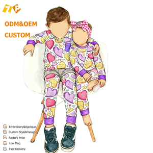 Großhandelspreis Neuer Stil Herbst/Winter Jungen Mädchen Knopf-Bambus-Pyjama-Sets mit Kragen im Europa-Amerika-Stil Niedlich und Bequem - Product Image 2