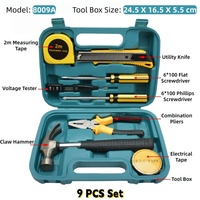 Kit d'outils à main pour la maison, 8/9/12/13/16/27 pièces, boîte à outils en plastique portable pour la réparation à domicile