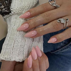 CANNY CLUB 24 <span class=keywords><strong>Uñas</strong></span> Postizas <span class=keywords><strong>Largas</strong></span> <span class=keywords><strong>Color</strong></span> <span class=keywords><strong>Rosa</strong></span> Empolvado, Hechas a Mano, de Gel Acrílico, Forma Almendrada, Estilo Francés, de China - Product Image 2