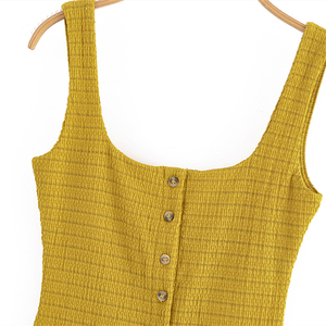 SHENZHU 2025, novedad de verano, <span class=keywords><strong>camiseta</strong></span> sin mangas con tirantes y cuello cuadrado decorado con botones para <span class=keywords><strong>mujer</strong></span>, <span class=keywords><strong>camiseta</strong></span> 9144302 9144301 - Product Image 3