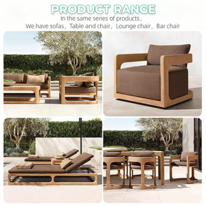 Set da Pranzo per Esterni in Legno di Teak Massiccio, Arredamento da Giardino di Lusso Moderno, Tavolo e Sedie per Hotel, Ville e Resort - Product Image 6