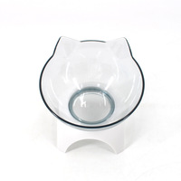 Bols pour chats en forme de U à double compartiment avec support pour le cou et distributeur d'eau automatique en plastique pour l'alimentation des animaux de compagnie