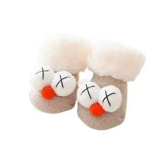 eski donanma noel çorap Suppliers-Çocuk büyük gözler noel çorap lambswool mercan polar çocuk kat çorap polar astarlı bebek bebek kat çorap